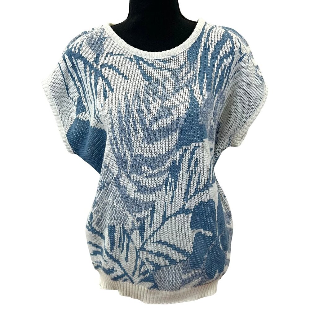 VINTAGE 80s-90s Knit Floral Cap Sleeve Top
